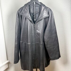 Avanti New York Black Butter Soft Leather Zip Front Jacket Plus Size 1X